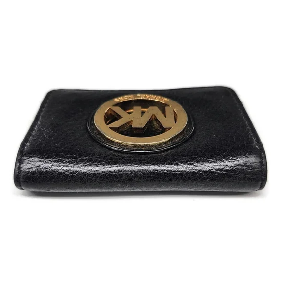 Michael Kors Fulton Black Pebbled Leather Business Credit Card Wallet - Picture 6 of 8